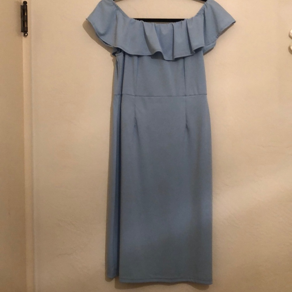 Light Blue Off-Shoulder Zeagoo Pencil Dress